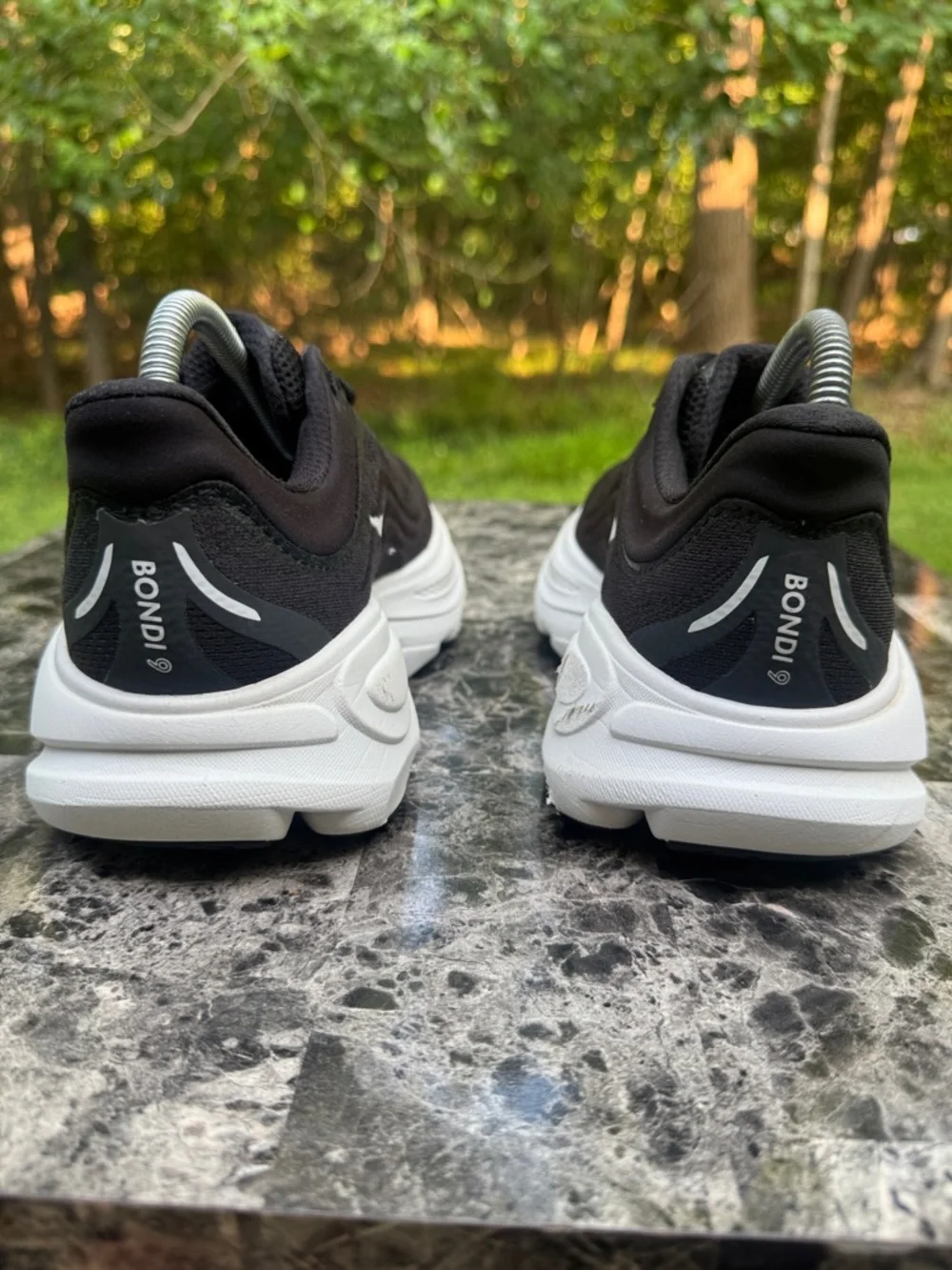 Hoka One One Bondi 9 Womens Size 7 2EBlack White Athletic Running Shoes Sneakers
